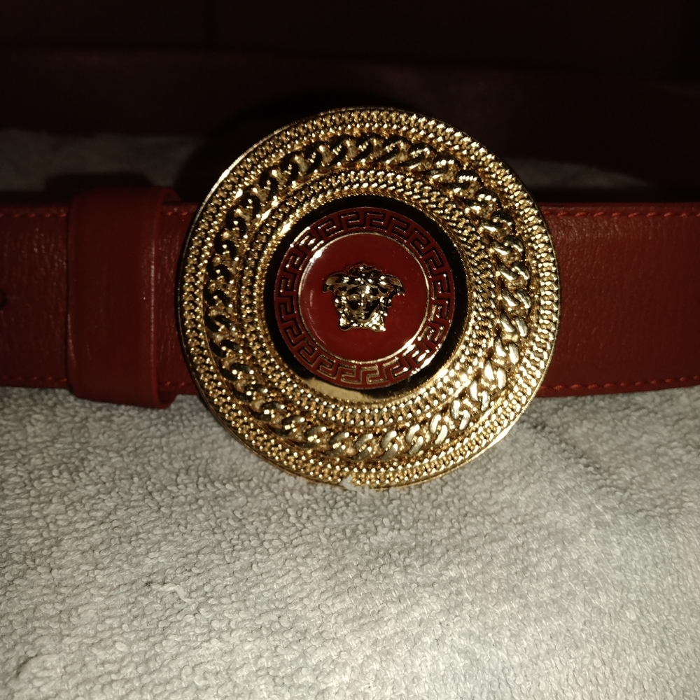 Men's Red and gold Versace belt